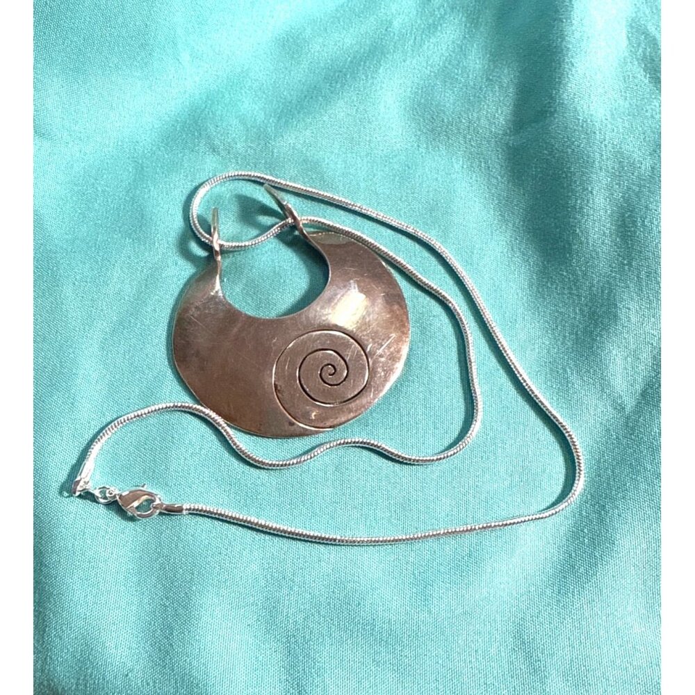 Vintage Dominique Dinouart 925 Sterling Silver Spiral Pendant Designer Necklace
